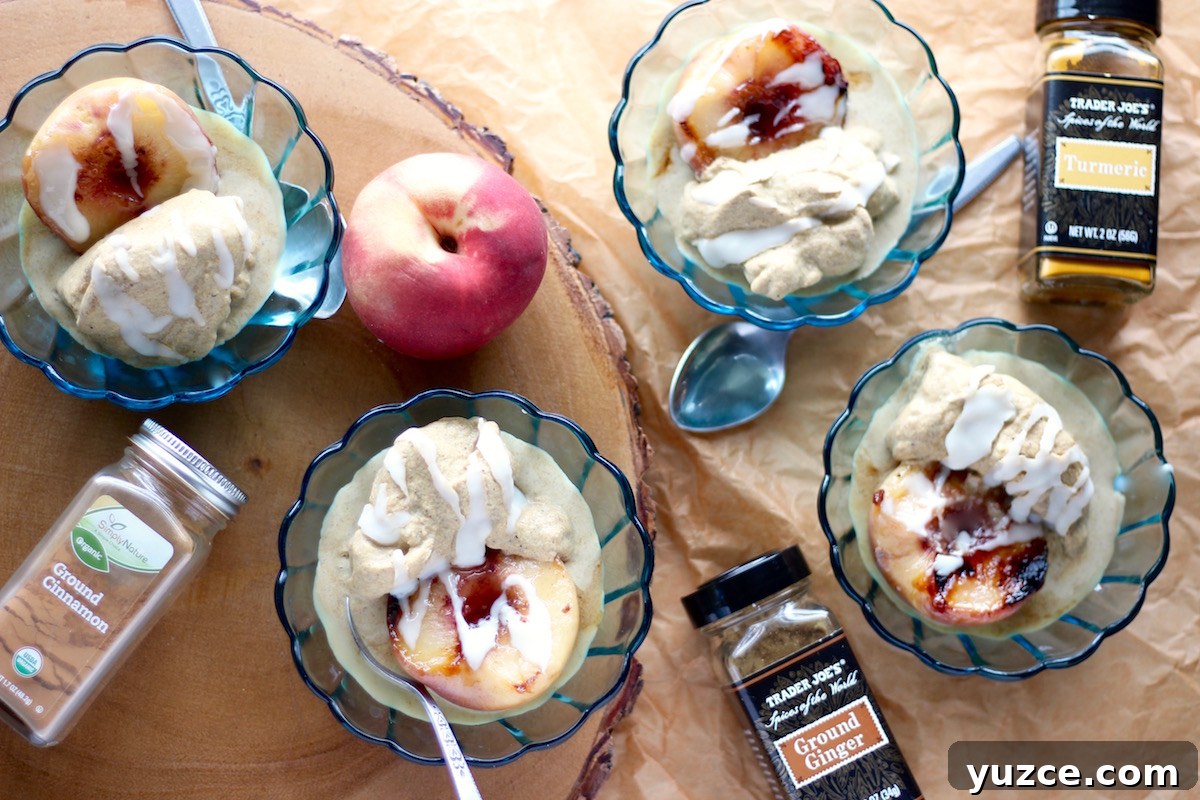 Grilled Peaches with Cinnamon Ice Cream (AIP-Friendly) 3 Grilled Peaches with Cinnamon Spice Ice Cream - an AIP and Paleo dessert that is gluten, dairy, and refined sugar-free!