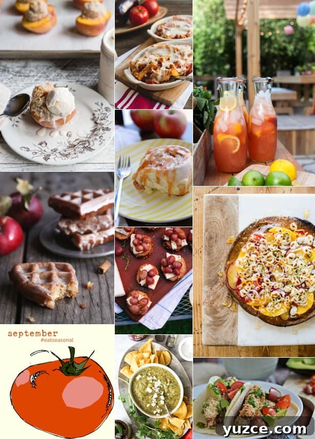 A collage image of various food recipes for September.