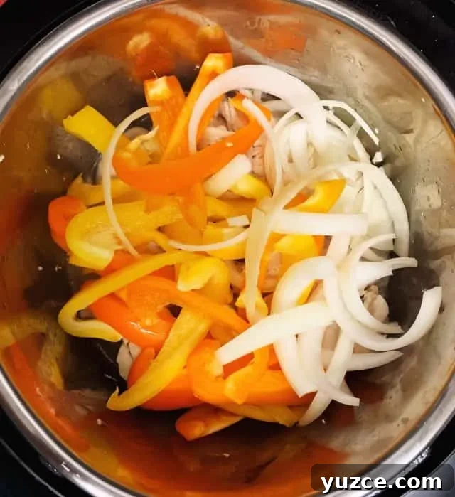 chicken fajitas in instant pot peppers onions