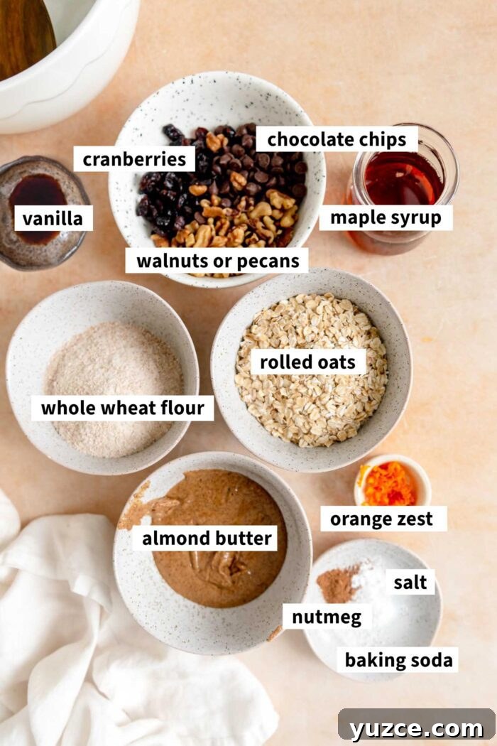 Cranberry Orange Oatmeal Cookies (Vegan Recipe) 3 All ingredients for making a cranberry orange oatmeal cookie recipe.