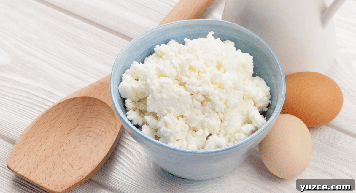 Top Feta Cheese Alternatives: 10 Tasty Substitutes for Recipes 5 Overhead photo of cottage cheese.