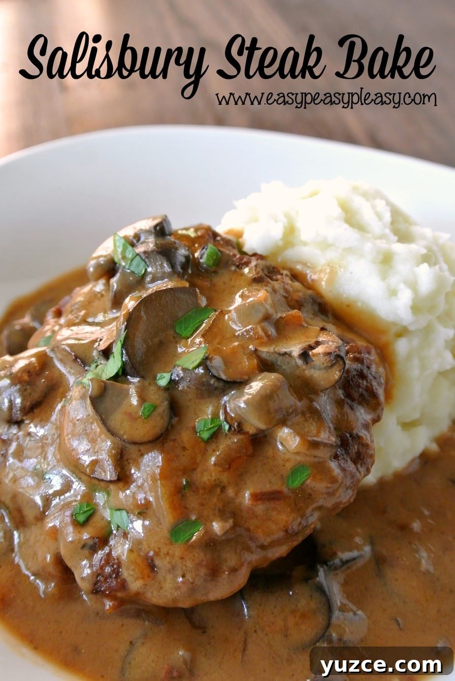 Salisbury Steak Casserole Recipe with Savory Mushroom Gravy 2 Why stand over the stove when you can make this deliciously Easy Salisbury Steak Bake!