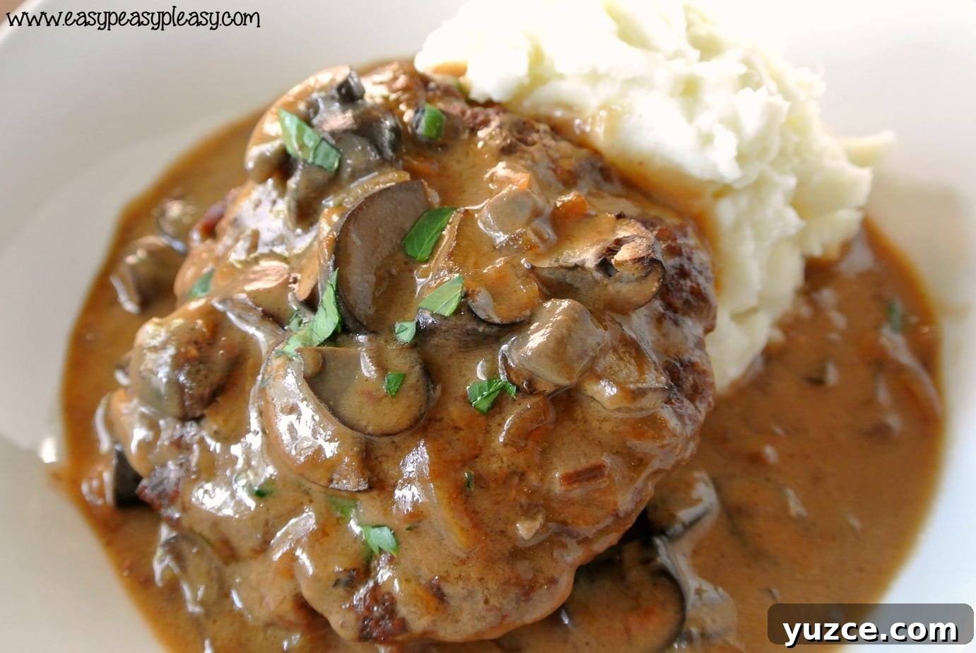 Salisbury Steak Casserole Recipe with Savory Mushroom Gravy 4 Why stand over the stove when you can make this deliciously Easy Salisbury Steak Bake!
