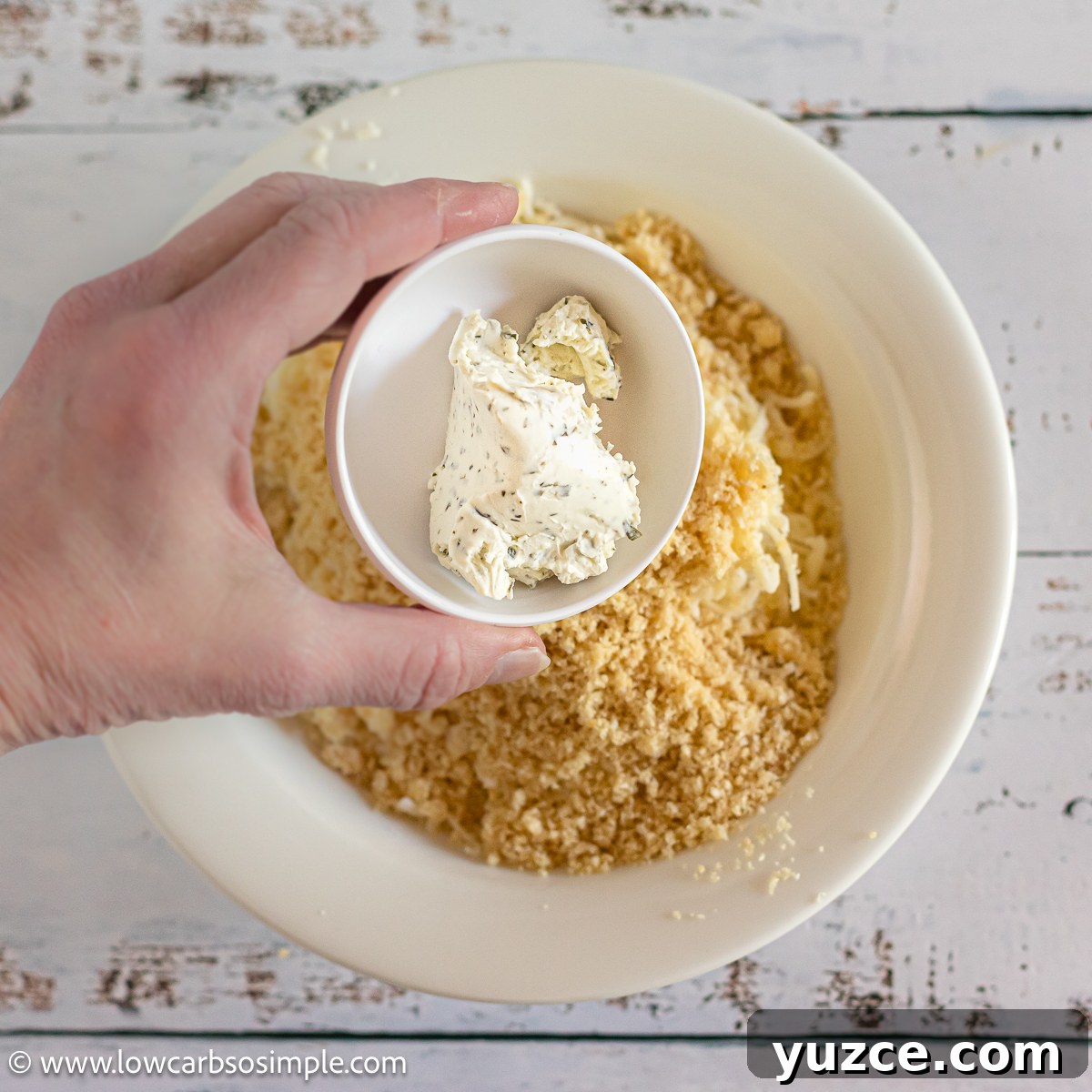 Carnivore Keto Mozzarella Flatbread Recipe for Low-Carb Diets 6 Adding Garlic and Herb-Flavored Cream Cheese | Low-Carb, So Simple