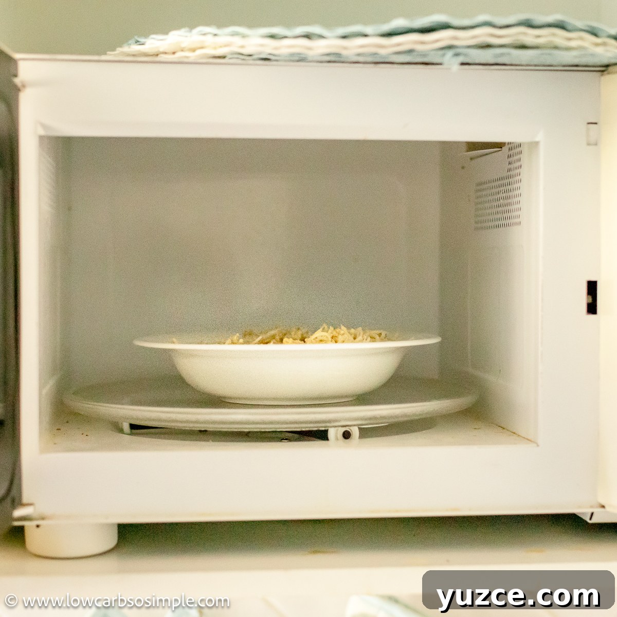 Carnivore Keto Mozzarella Flatbread Recipe for Low-Carb Diets 9 Plate in a Microwave Oven | Low-Carb, So Simple