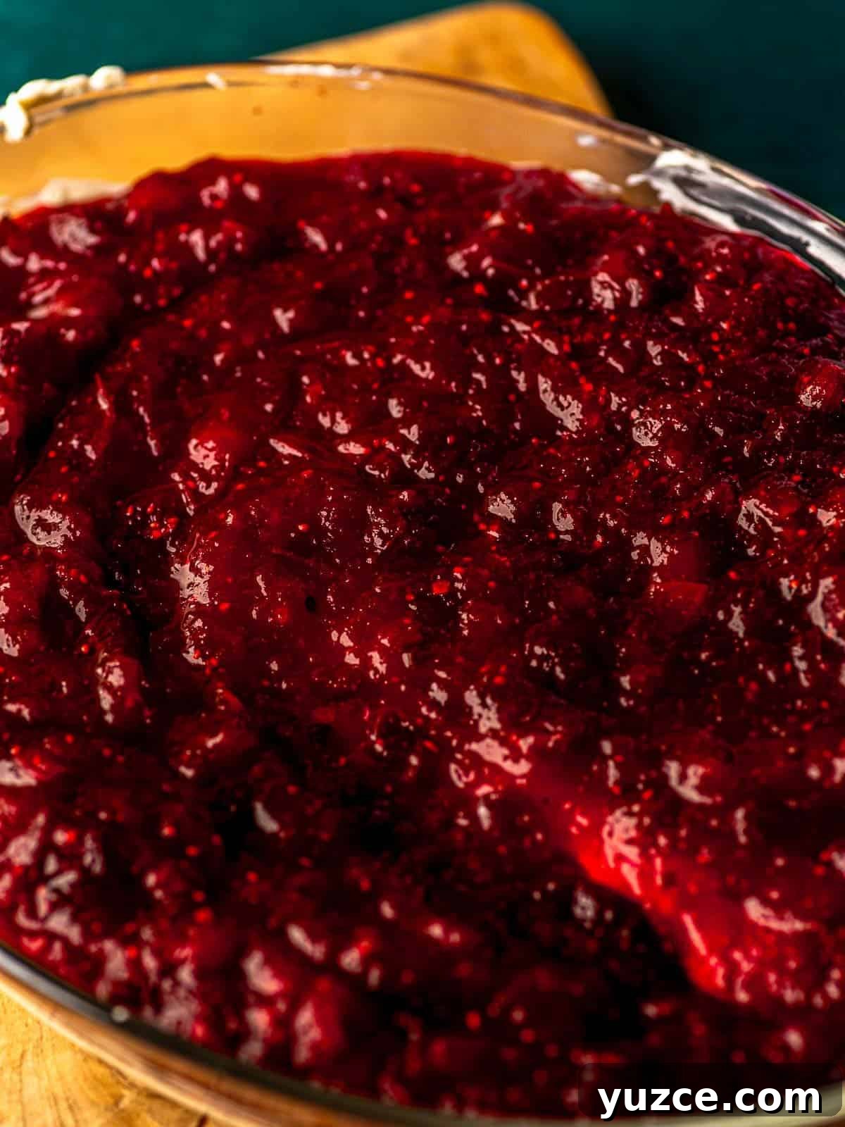 Cranberry Jalapeño Cream Cheese Dip Recipe for Holiday Parties 8 Cranberry sauce in a baking pan.