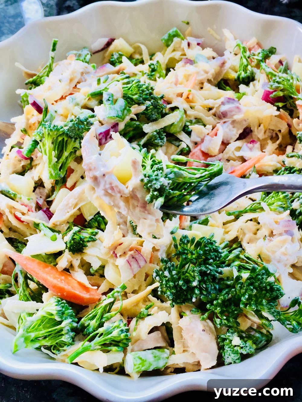 Roasted Chicken Salad with Swede and Raw Broccolini 4 Swede, raw broccolini and chicken salad