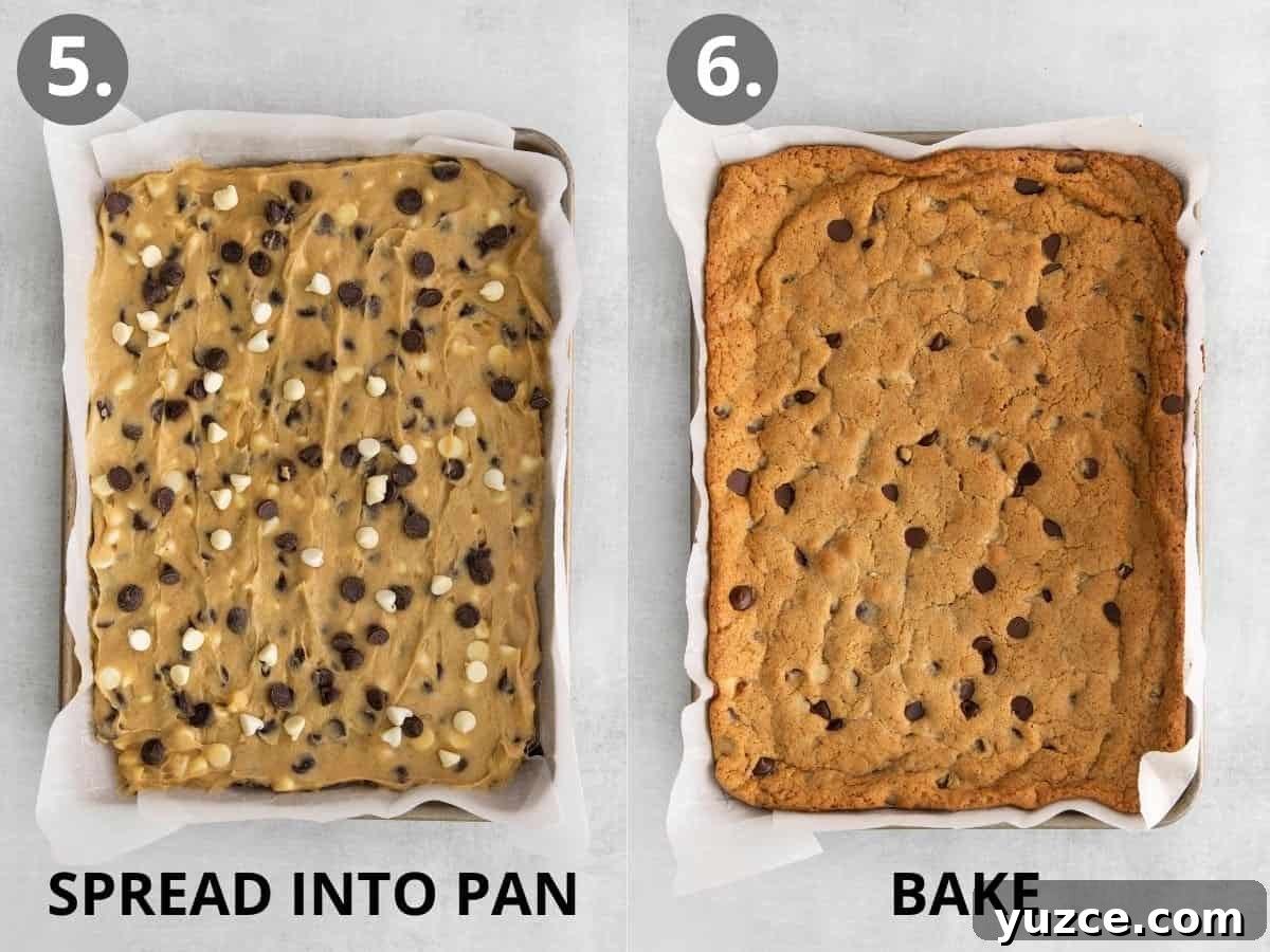 Gluten-Free Blondies Recipe: Chewy Vanilla Brownies 6 Blondies dough spread into a sheet pan, and blondies in a sheet pan after baking