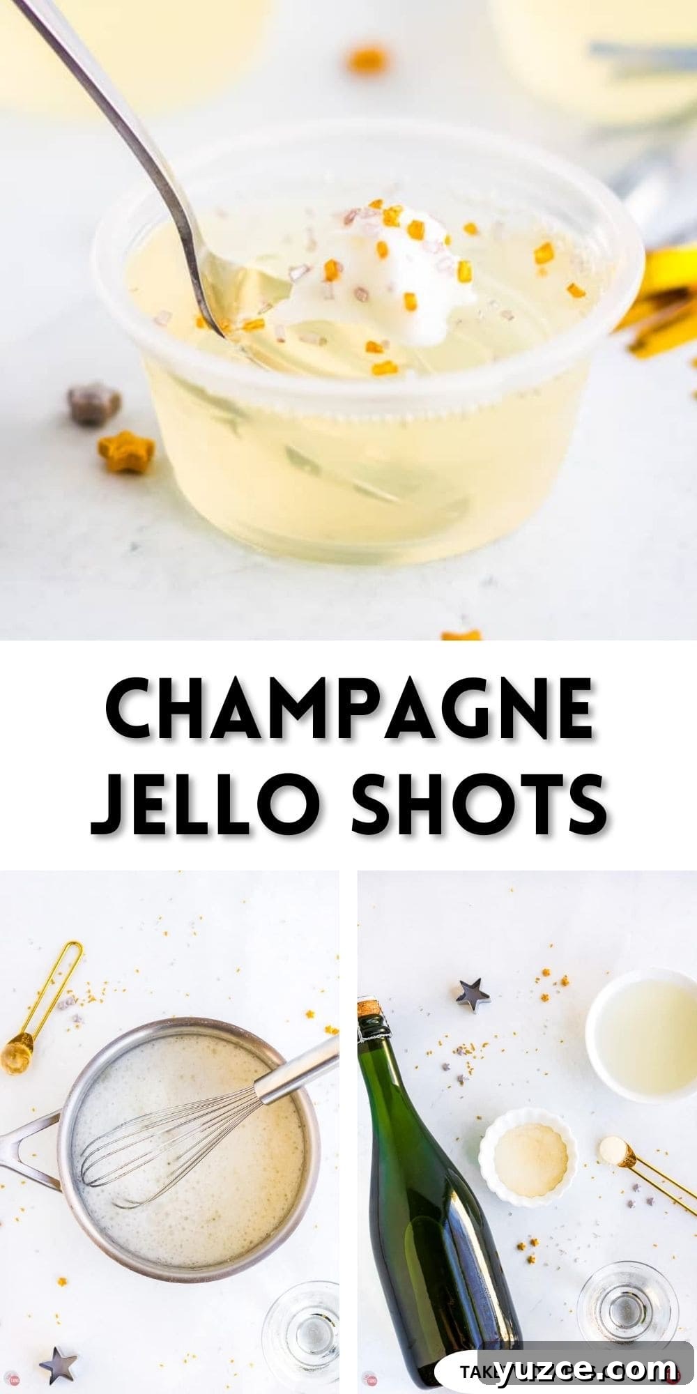 Champagne Jello Shots Recipe: Fizzy Party Cocktail Bites 10 champagne jello shots pinterest pin image