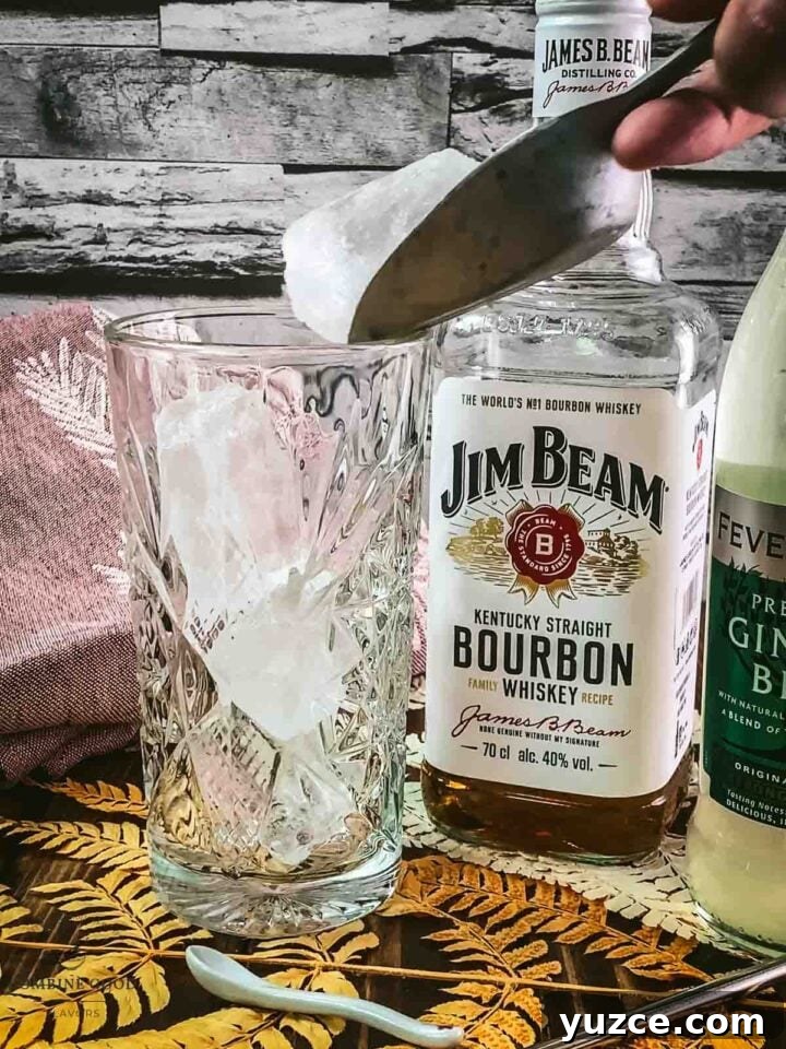 Classic Bourbon Highball Recipe: Refreshing Whiskey Cocktail Guide 4 Fill a highball glass with cubed ice.