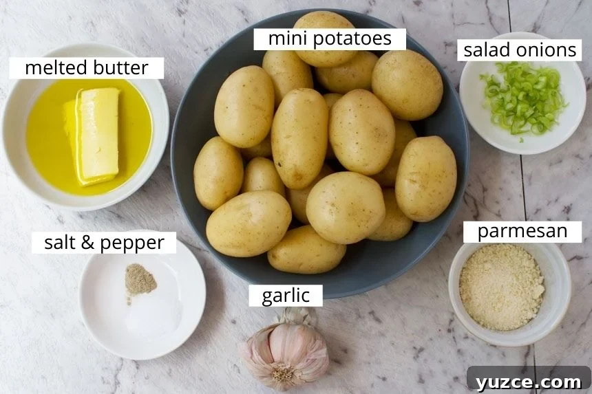 Parmesan Garlic Mini Hasselback Potatoes Recipe 2 Ingredients to make mini parmesan garlic hasselback potatoes