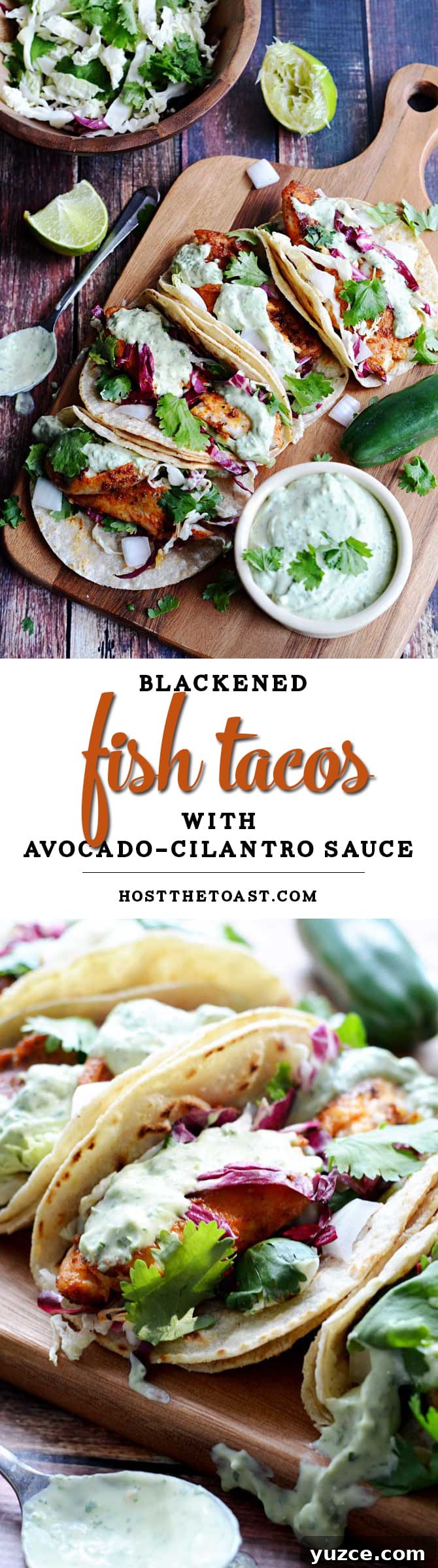 Blackened Fish Tacos with Creamy Avocado Cilantro Sauce 2 Blackened Fish Tacos with Avocado-Cilantro Sauce