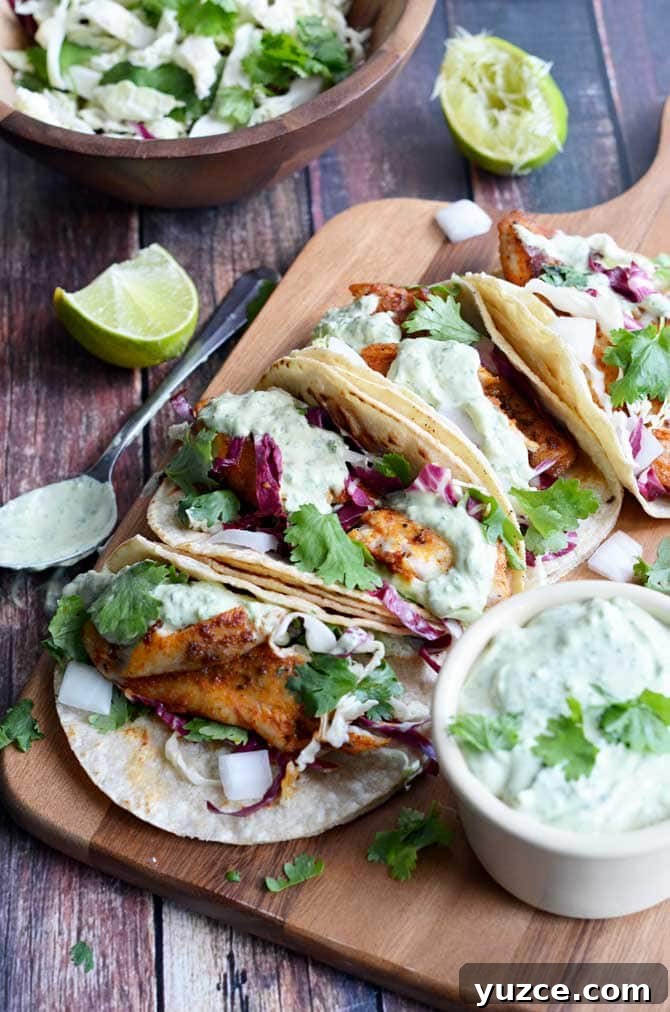Blackened Fish Tacos with Creamy Avocado Cilantro Sauce 7 Blackened Fish Tacos with Avocado-Cilantro Sauce