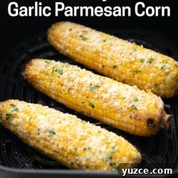air fryer garlic corn in basket