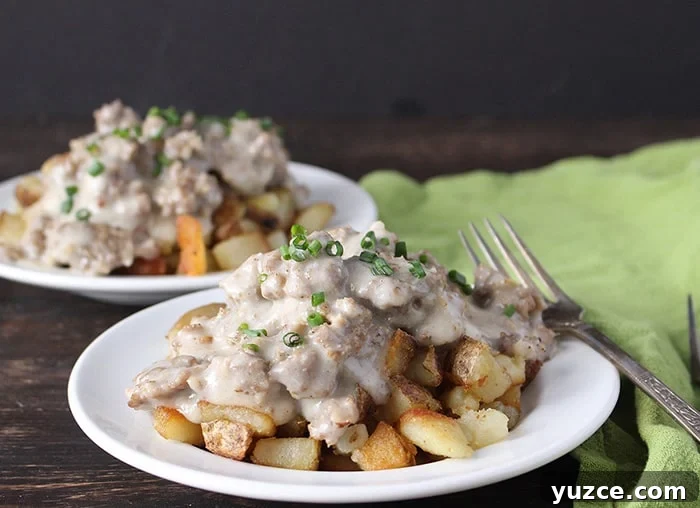 This Paleo Whole30 Sausage Gravy is so easy to make and packed with flavor. Creamy, thick, and so delicious! A classic made gluten free and dairy free and just as good! Paleo Whole30 Sausage Gravy