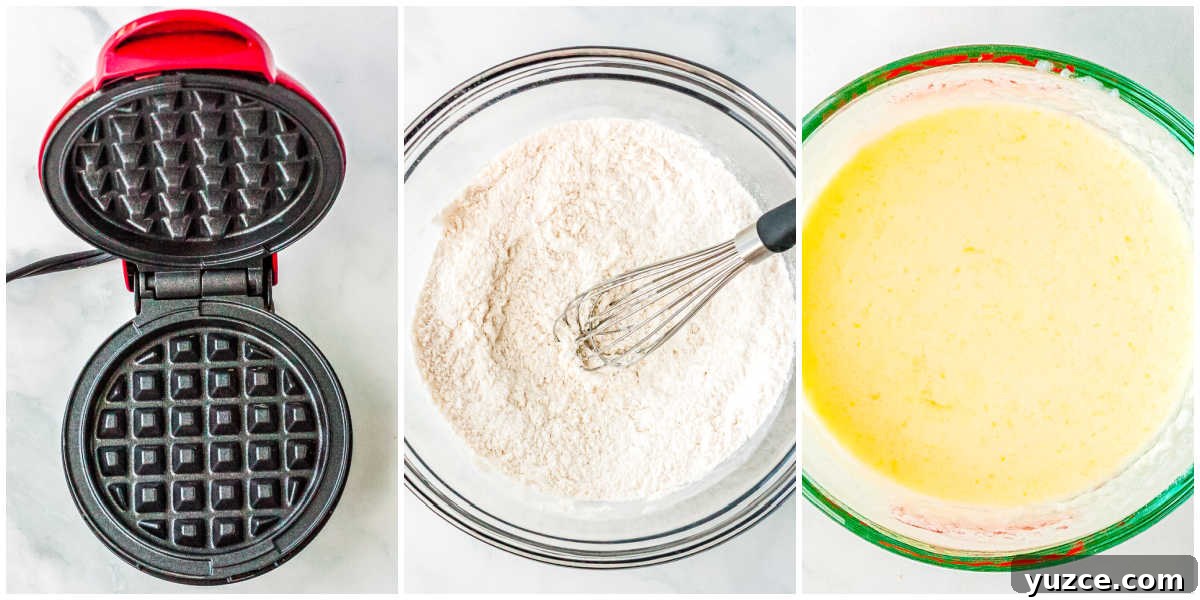 Crispy Dash Waffle Maker Recipes for Quick Breakfasts 5 The preheated wafle maker and the batter mixed in bowls.