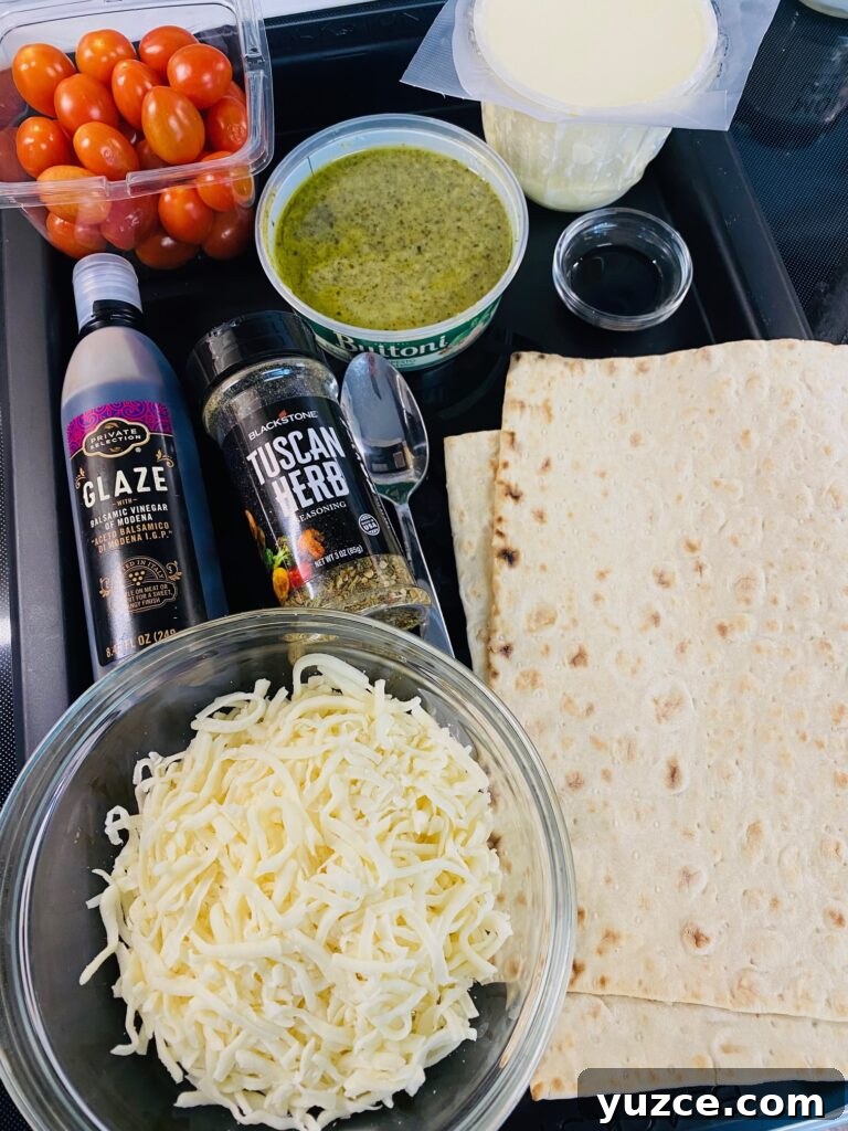 prepped ingredients for the recipe on a tray