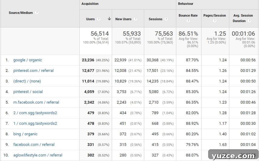 Food Blog Traffic and Revenue Report — Q1 Year 2 4 Screenshot of google analytics traffic sources quarter 1 year 2