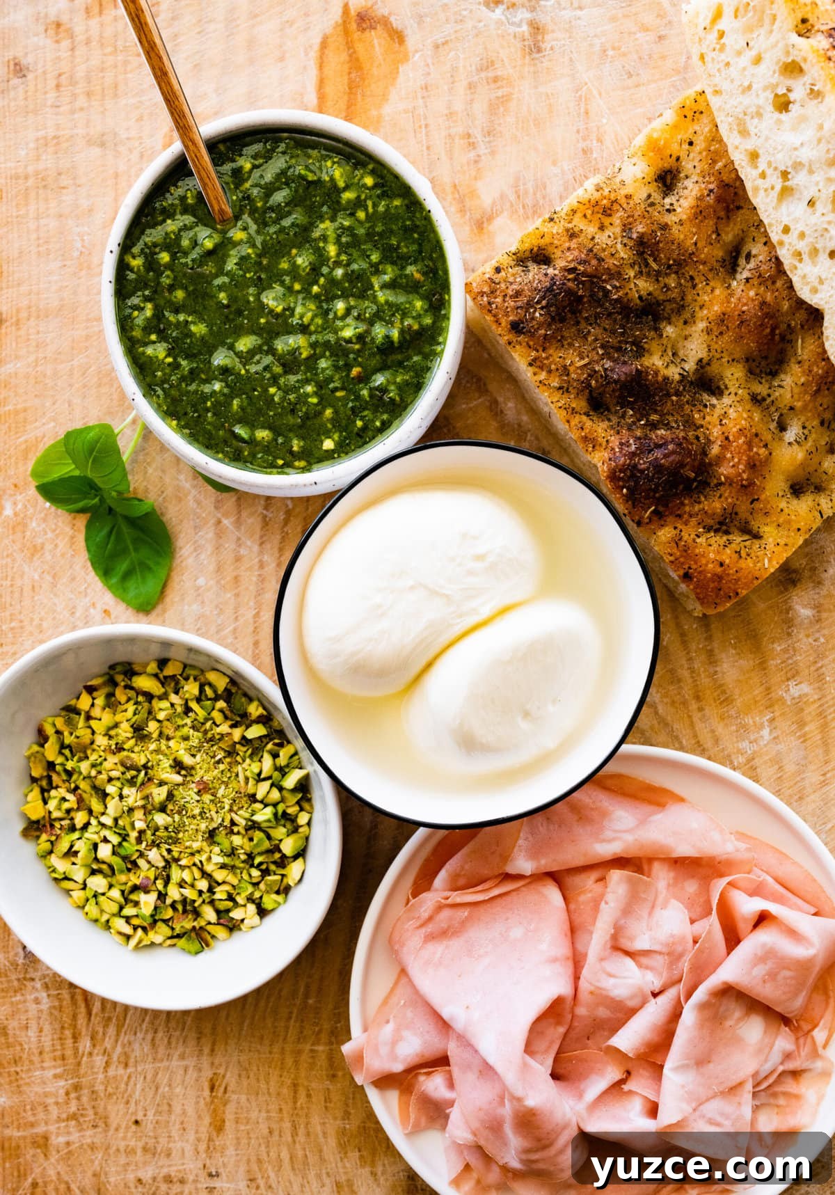 Classic Italian Mortadella Sandwich Recipe — Quick Lunch Idea 4 ingredients for best mortadella sandwich recipe with pistachio pesto and burrata.