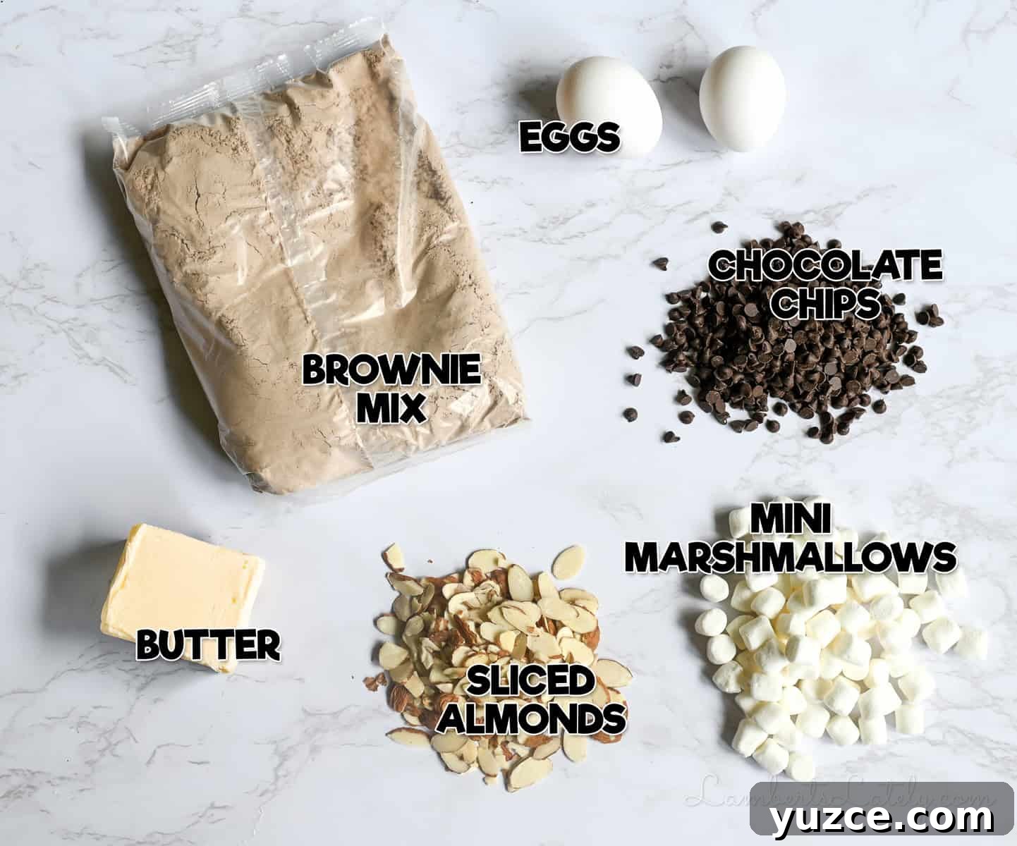 Decadent Rocky Road Cookies with Chocolate, Nuts & Marshmallows 3 ingredients for rocky road cookies.