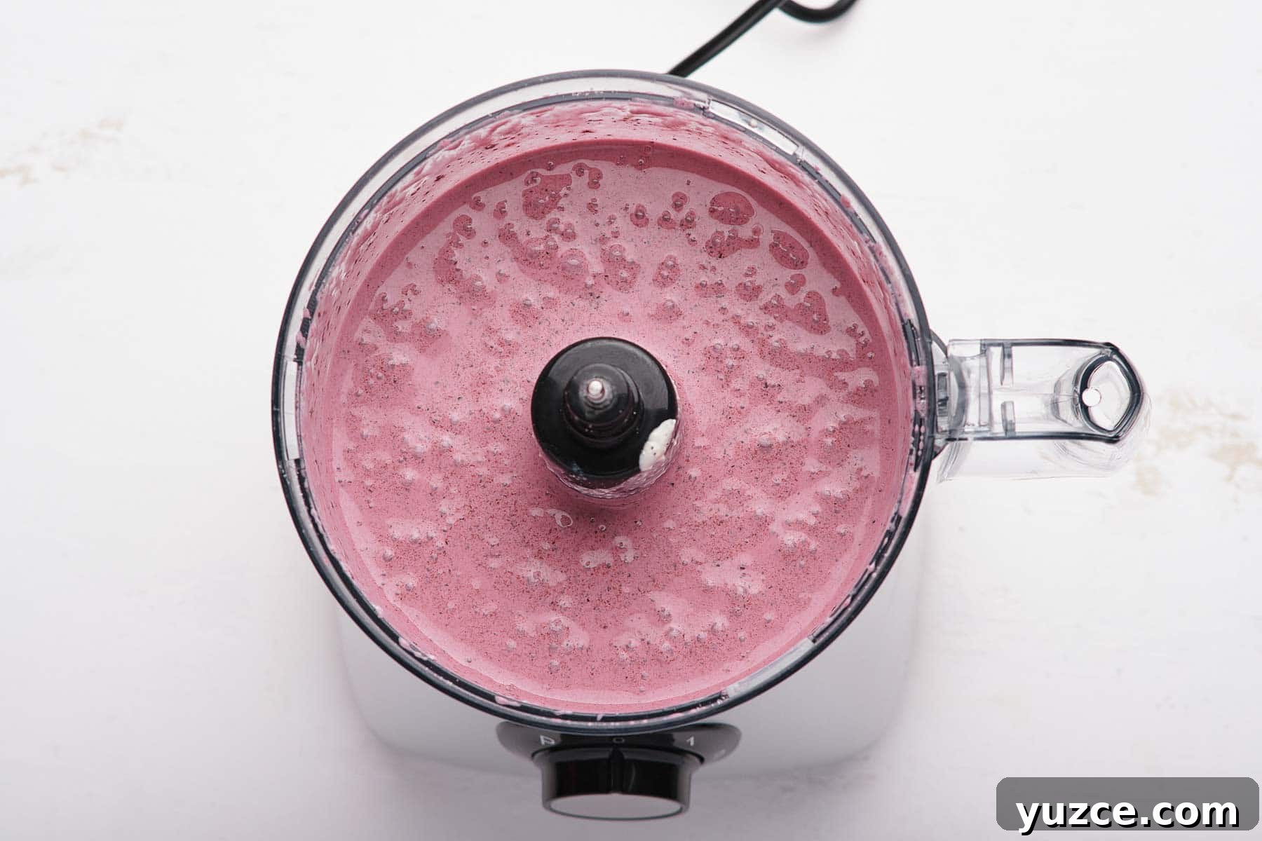Blueberry Sherbet Recipe: Refreshing Homemade Frozen Treat 6 Pureed blueberries and yogurt in a food processor bowl.