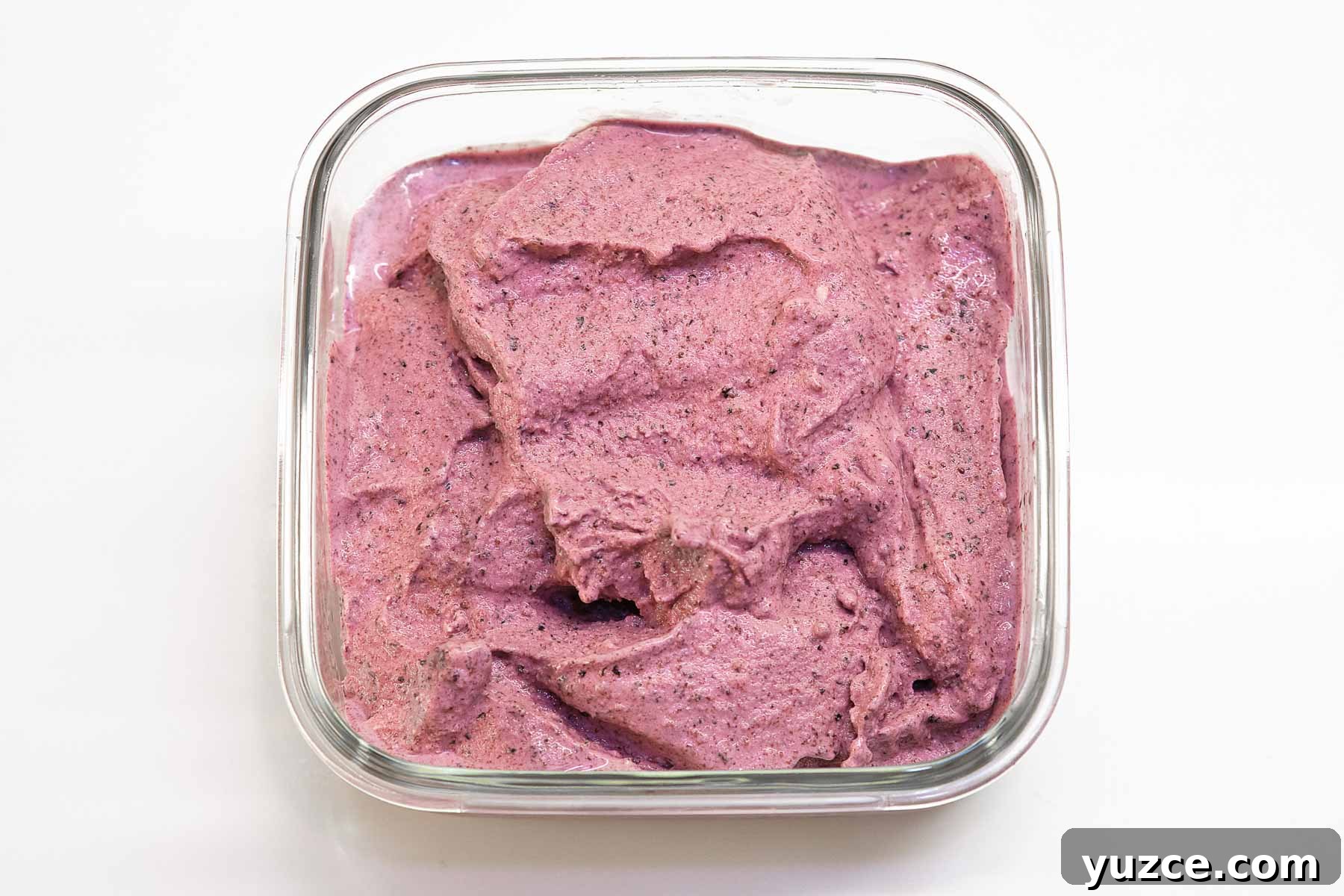 Blueberry Sherbet Recipe: Refreshing Homemade Frozen Treat 8 Blueberry sorbet in a 8 inch square glass dish.