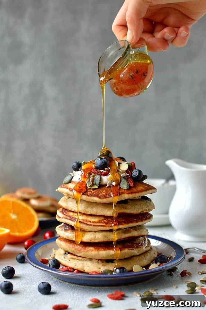 Superfood Pancakes Packed with Nutrients and Flavor 2 Healthy superfood pancakes - an indulgent breakfast that is packed full of nutritious ingredients, eating healthily doesn't need to be boring!