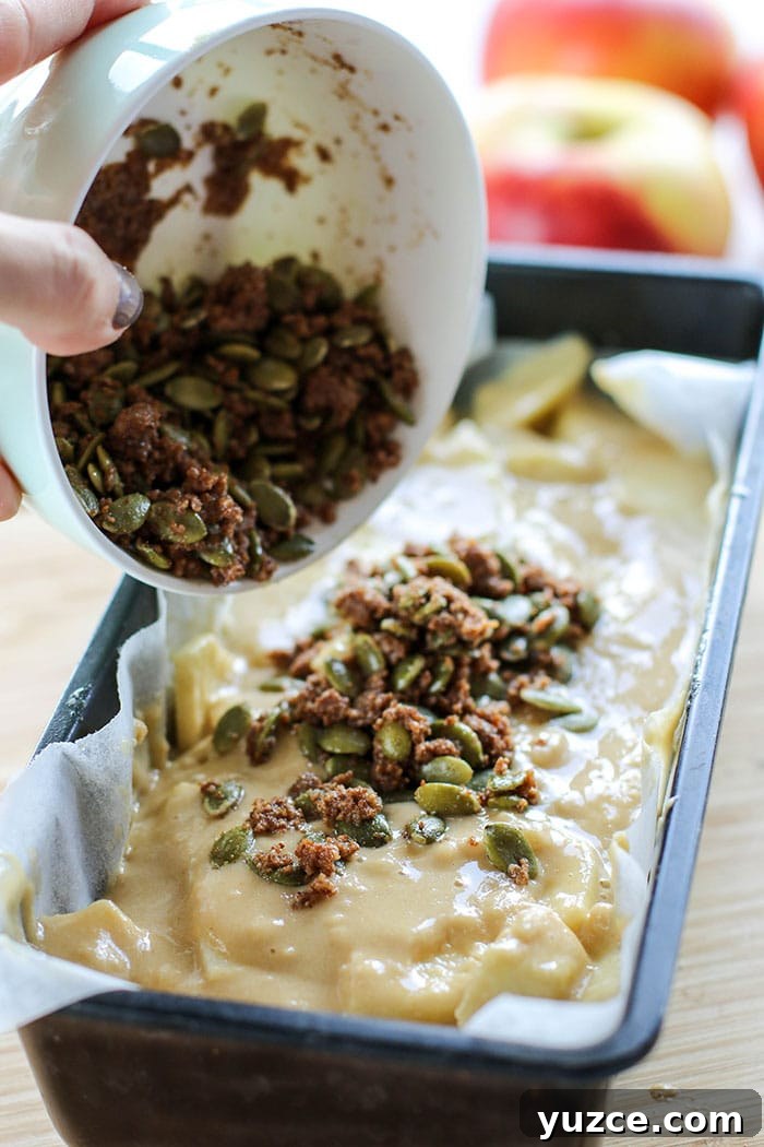 Apple Bread with Crunchy Pumpkin Seed Streusel 5 Apple Bread / This gluten free sweet bread with a crunchy pumpkin seed streusel is the perfect afternoon treat.