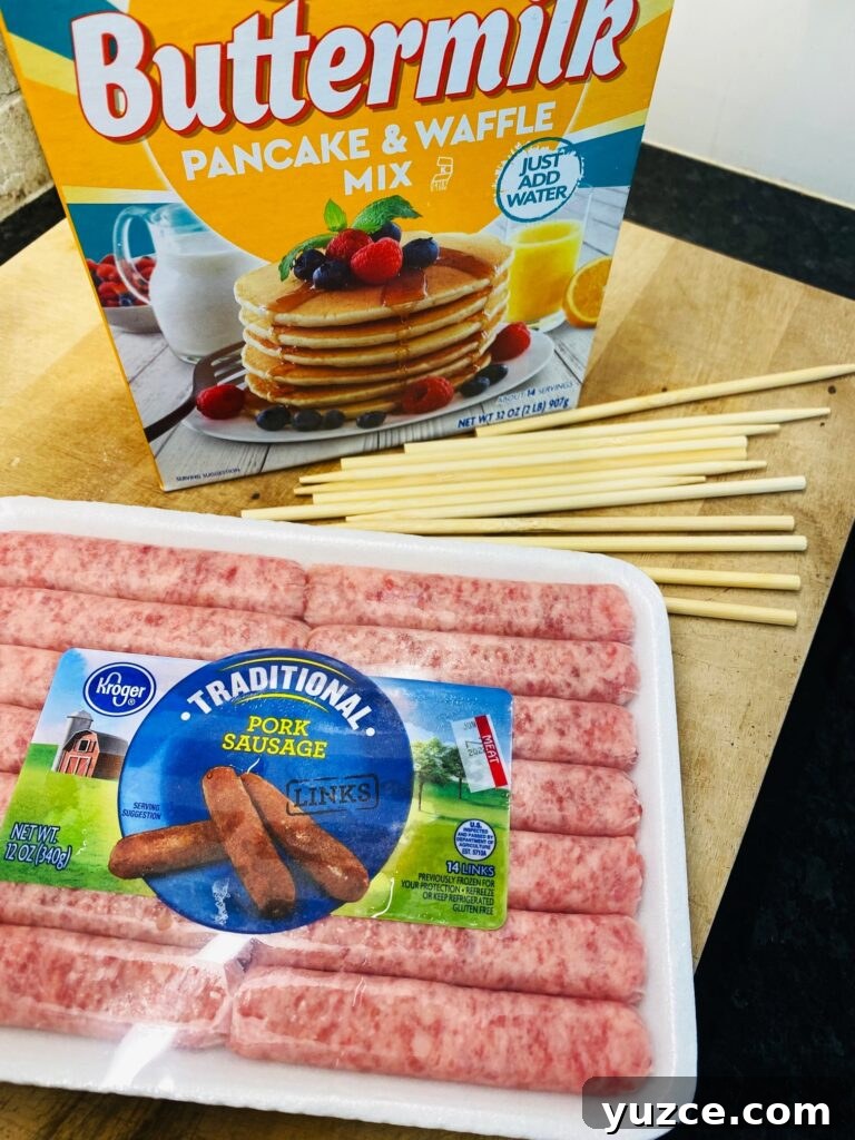 Sausage Pancake Corn Dogs Recipe: Crispy Breakfast on a Stick 2 ingredients for the corn dogs
