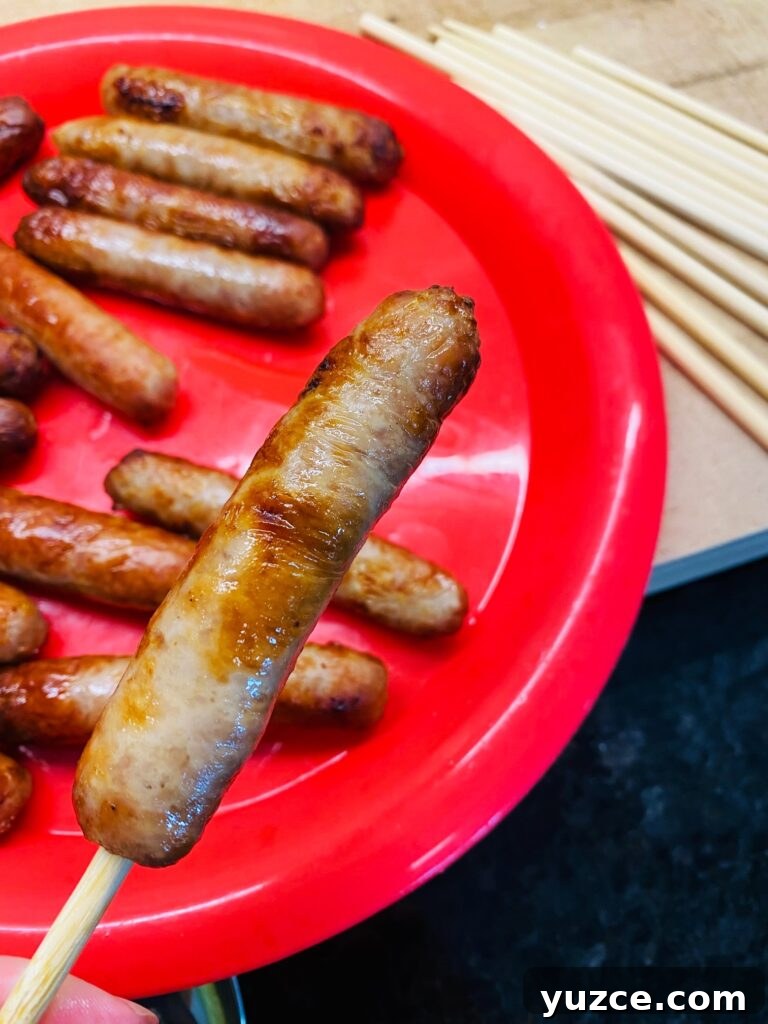 Sausage Pancake Corn Dogs Recipe: Crispy Breakfast on a Stick 6 sausage link on a corn dog stick