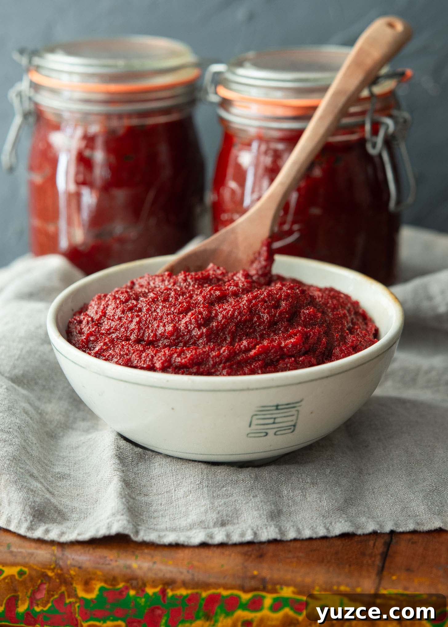 Quick 10-Minute Homemade Gochujang Recipe 2 Homemade gochujang (Korean chili paste) in a bowl.