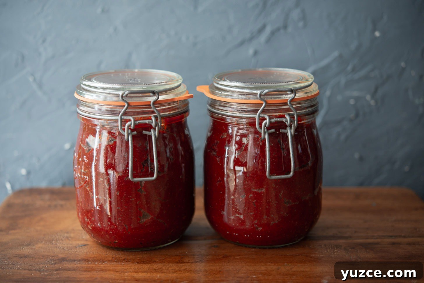 Quick 10-Minute Homemade Gochujang Recipe 12 Two glass jars of gochujang paste.
