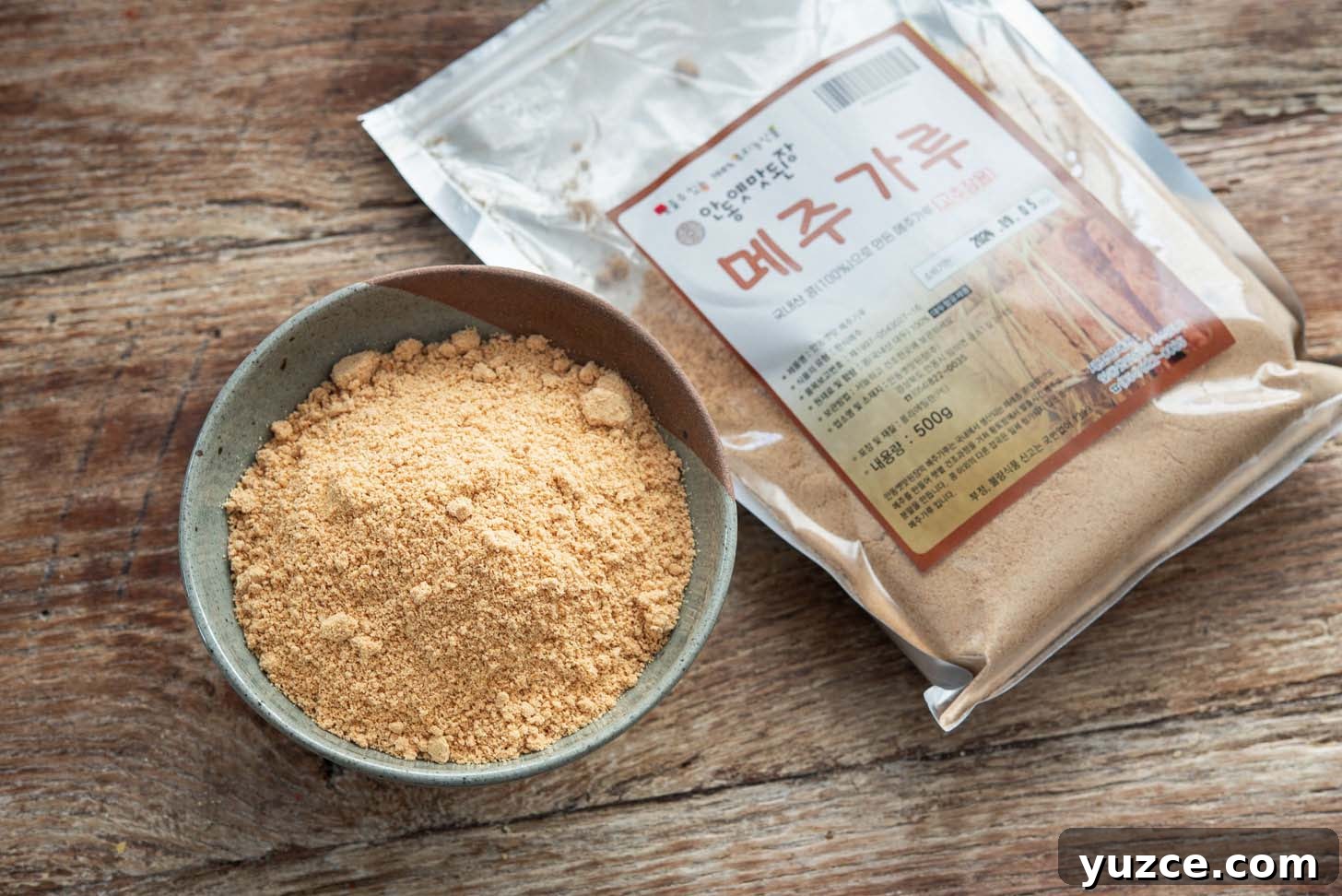 Quick 10-Minute Homemade Gochujang Recipe 6 Fermented soybean powder (mejugaru) in a bowl.