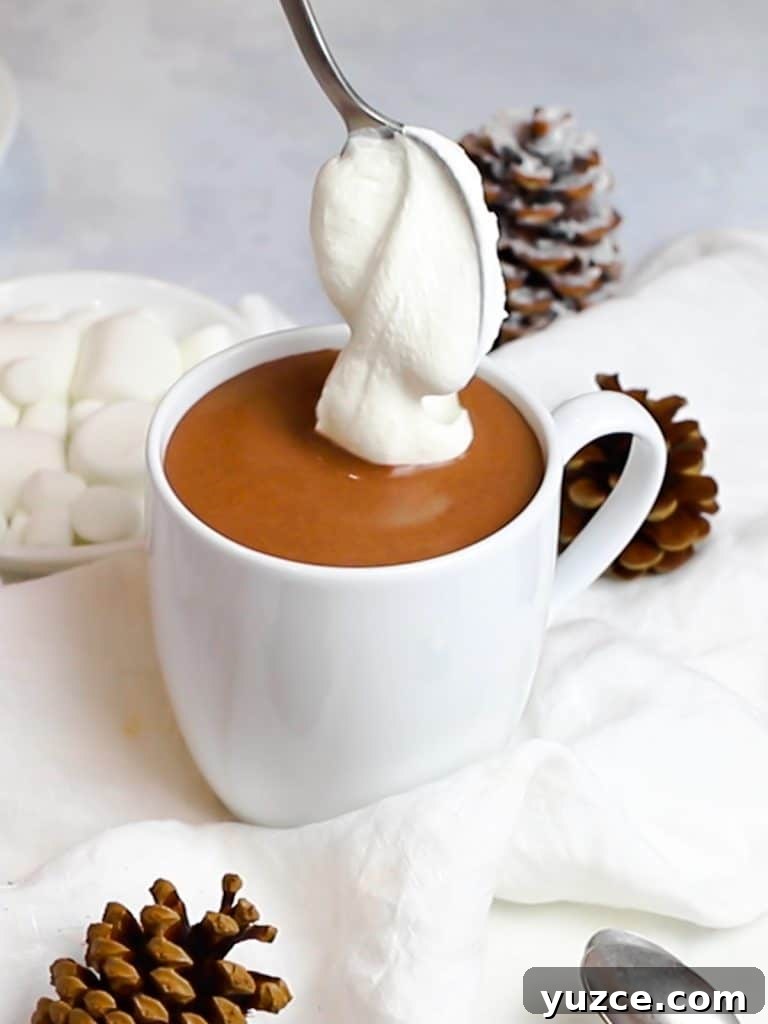 Decadent Homemade Hot Chocolate Recipe — Rich, Creamy & Velvety 18 homemade hot chocolate topped with whipped cream
