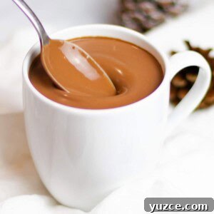 Decadent Homemade Hot Chocolate Recipe — Rich, Creamy & Velvety 28 rich and creamy homemade hot chocolate in a white mug with a spoon