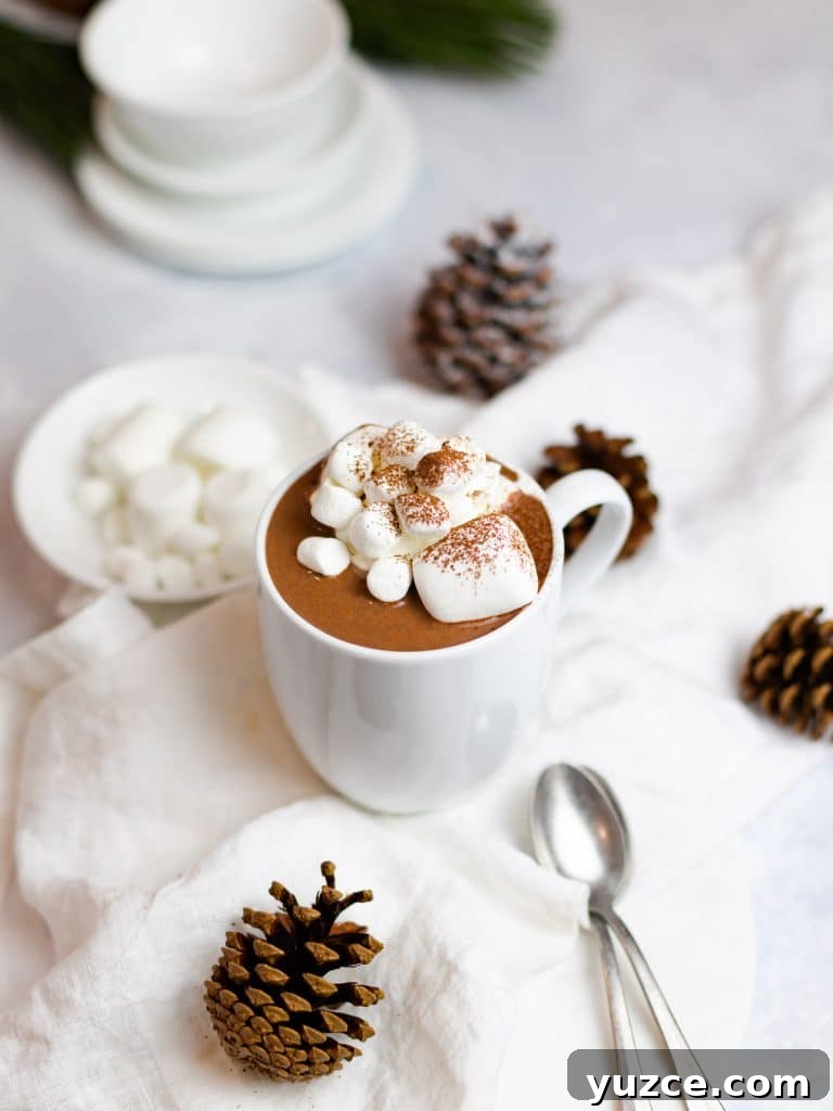 Decadent Homemade Hot Chocolate Recipe — Rich, Creamy & Velvety 4 homemade hot chocolate with marshmallows and cocoa powder