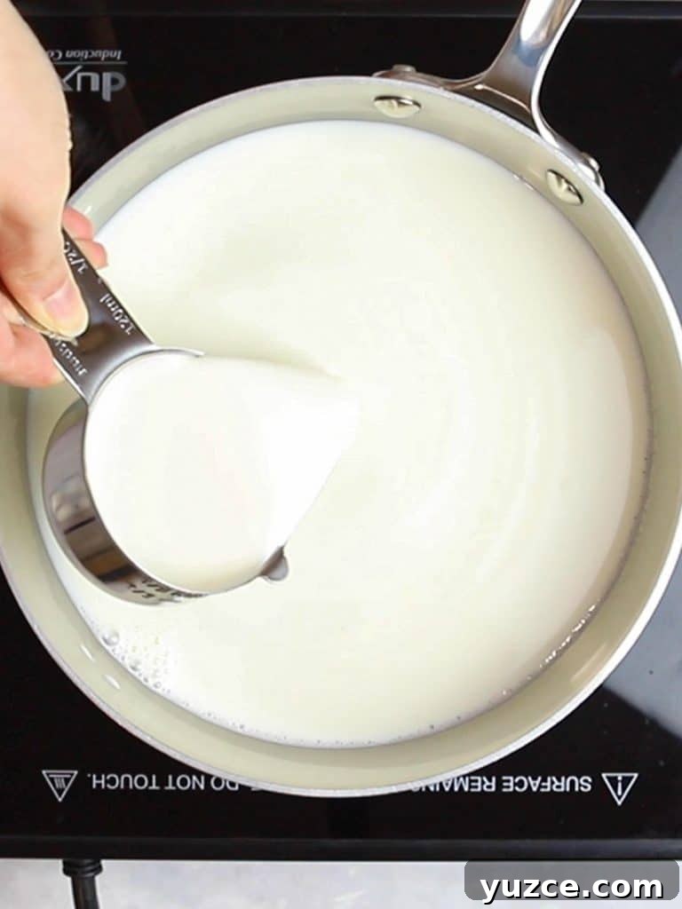 Decadent Homemade Hot Chocolate Recipe — Rich, Creamy & Velvety 8 cream poured into a silver pot