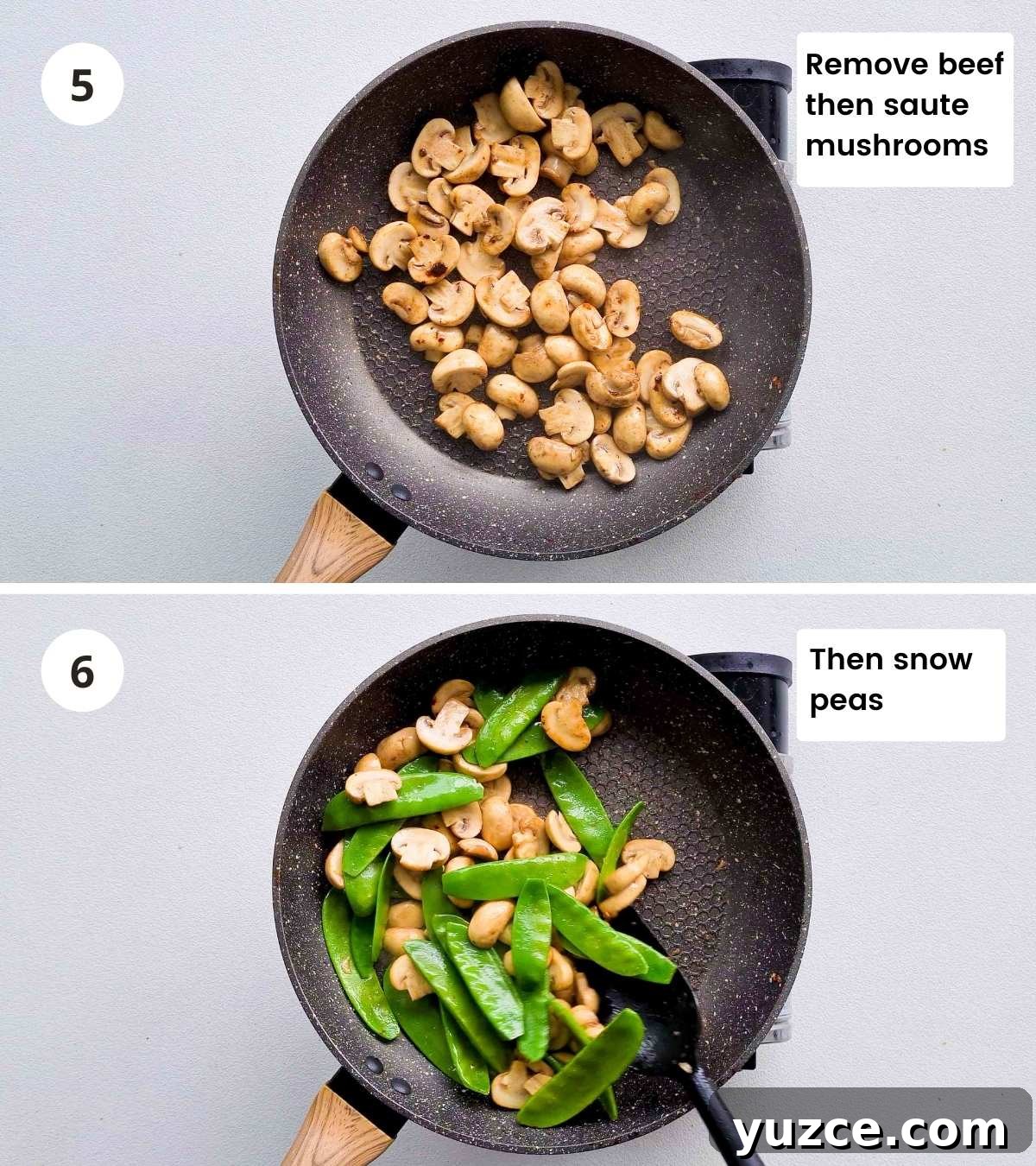 Beef Noodle Stir-Fry with Garlic and Sesame Sauce 8 Step by step cooking instructions collage part 3