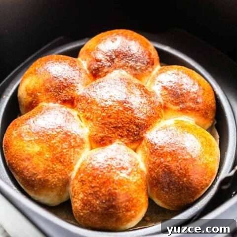 Air Fryer dinner rolls — soft and fluffy.
