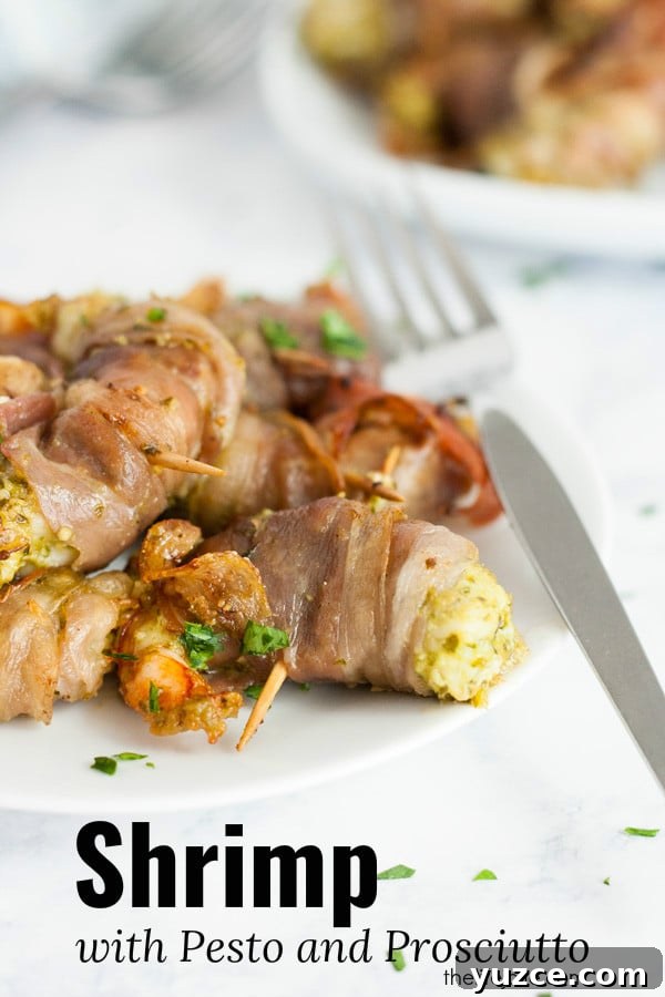 Garlic Shrimp with Pesto and Crispy Prosciutto 2 This Shrimp with Pesto and Prosciutto recipe is seriously easy and tastes delicious. It's super quick to make (10-15 minutes tops!!) and uses only 3 ingredients making it the perfect starter for a dinner party or a girls night!