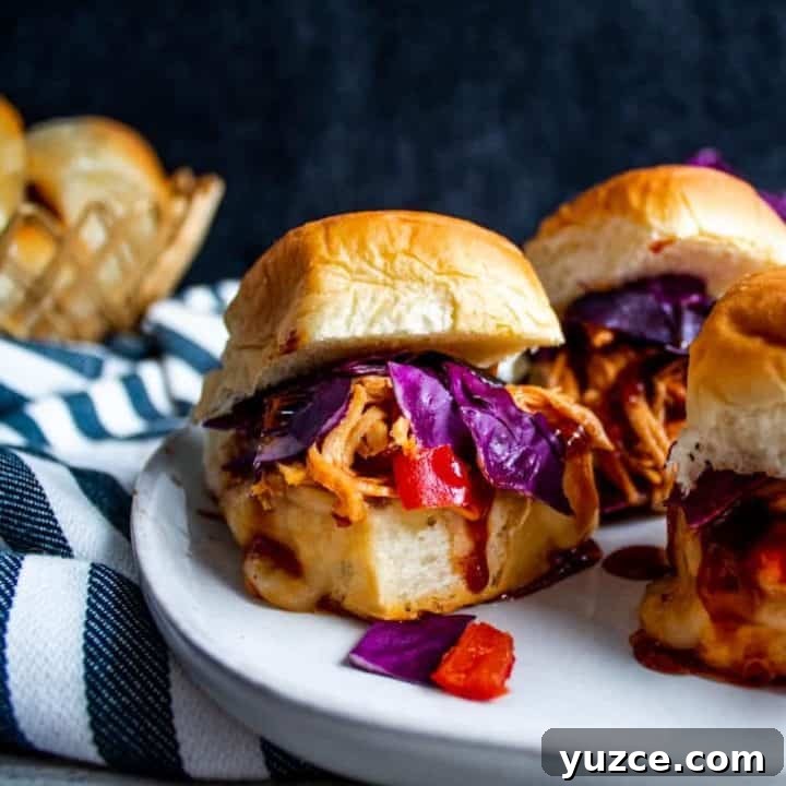 Strait on shot of sliders on a white plate.
