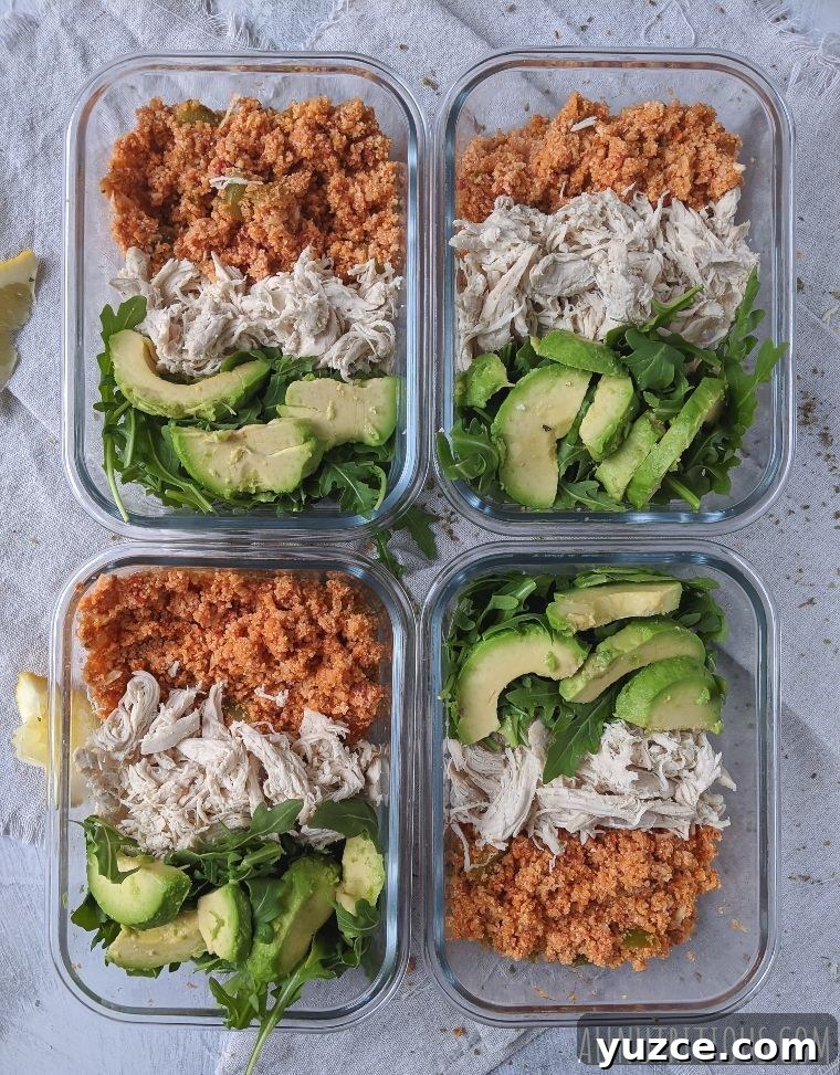 Mexican cauliflower meal prep bowl