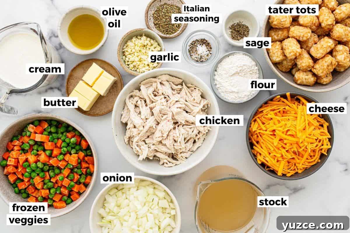 Bowls of ingredients to make buffalo chicken pizza. 