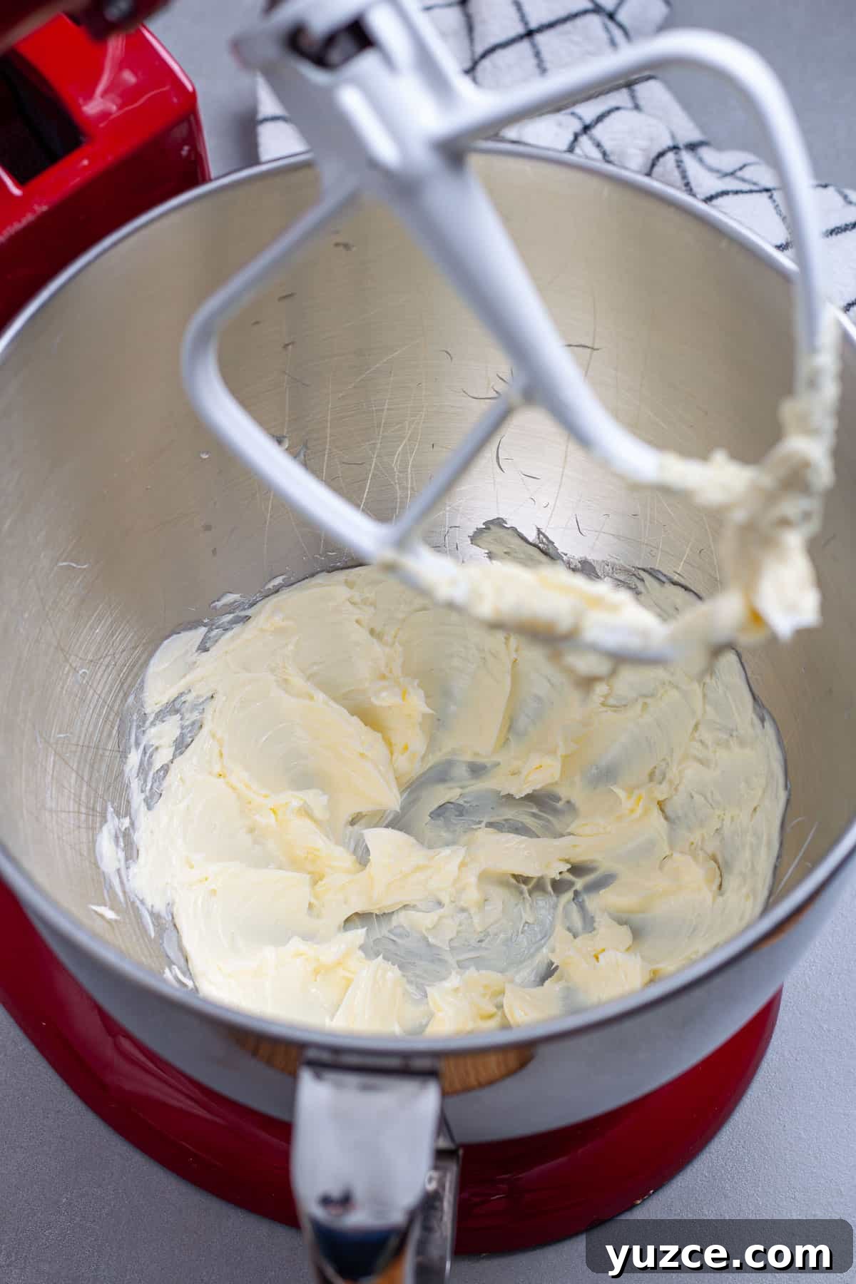 Chewy Chocolate Chip Cookies with Gooey Marshmallow Centers 5 Softened butter whipped in a stand mixer.