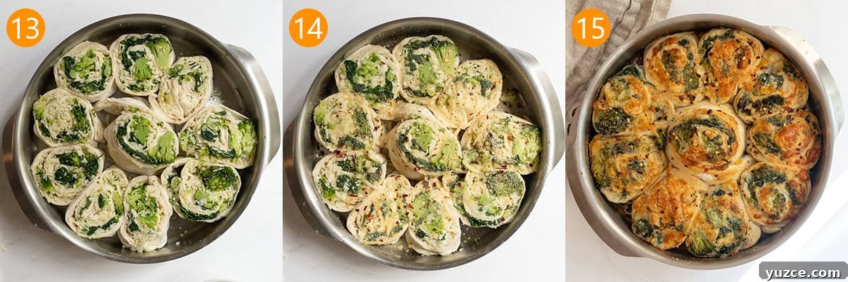 Vegetable Stromboli Recipe: Flavorful Homemade Stromboli Guide 9 Placing the pinwheels in the cake pan and painted with egg whites.