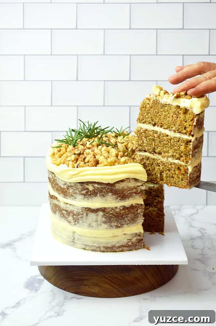 Naked Carrot Cake: Rustic Layer Cake with Cream Cheese Frosting 2 naked carrot cake