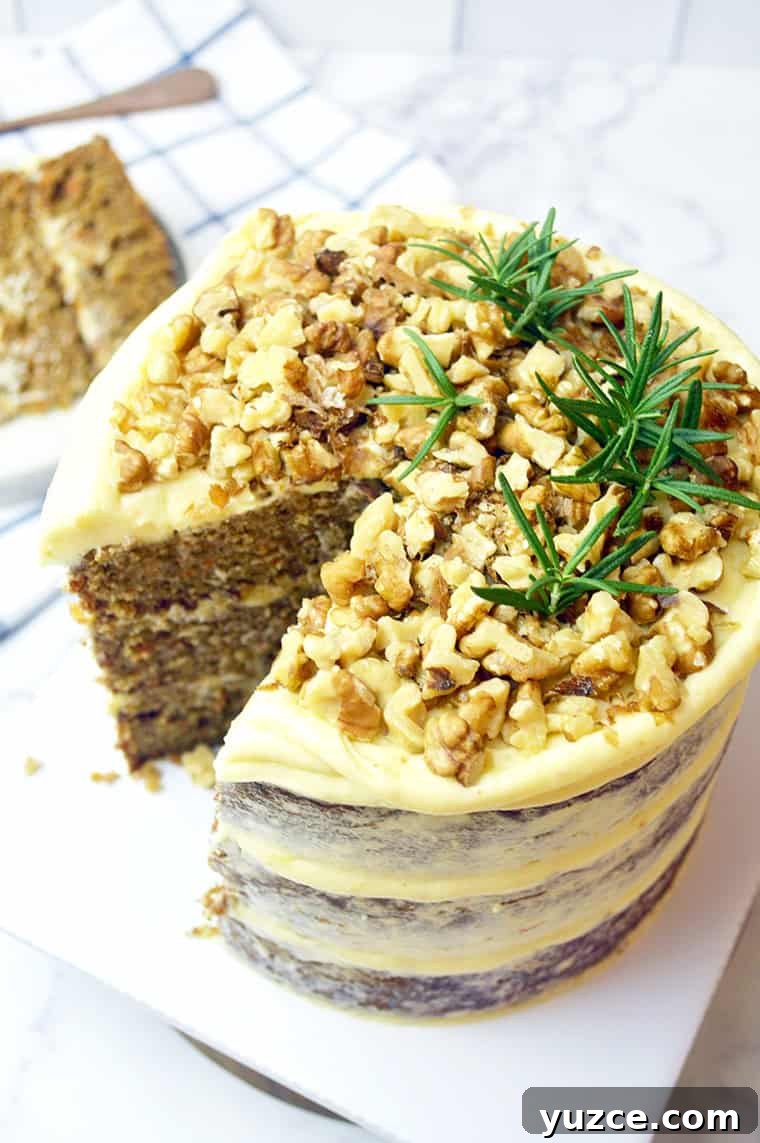 Naked Carrot Cake: Rustic Layer Cake with Cream Cheese Frosting 7 naked carrot cake