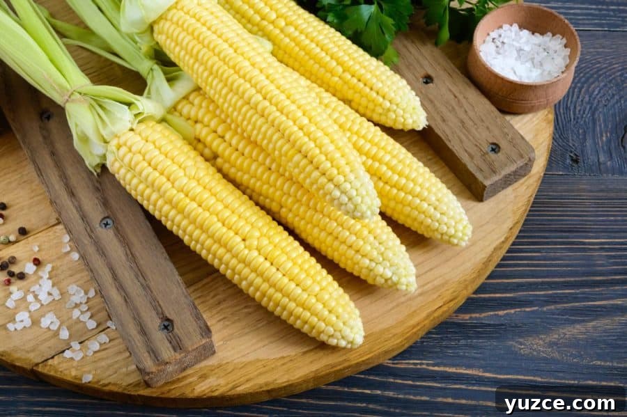 Smoky Butter-Grilled Corn on the Cob: Juicy Summer Side Recipe 3 Corn on wood board with husks tied back