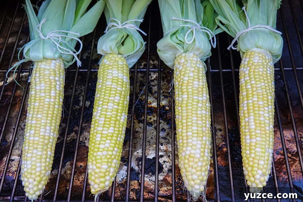 Smoky Butter-Grilled Corn on the Cob: Juicy Summer Side Recipe 8 ears of corn on smoker
