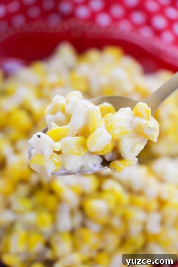 Creamy Homemade Corn Recipe: Simple Southern-Style Side Dish 5 spoon of corn with plate of corn under it